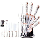 Set De Cuchillos De Cocina Artesanales Con Base Organizadora Mármol