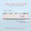 Teclado Gamer Redragon K619w Horus Fs Blanco Cable Red Sp F Idioma Español Latinoamérica Color Del Teclado Blanco