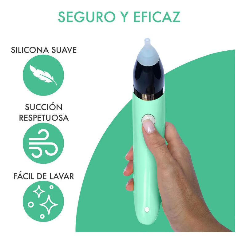 Aspirador Nasal Bebé Recargable Con 5 Niveles Succión Color Verde Claro