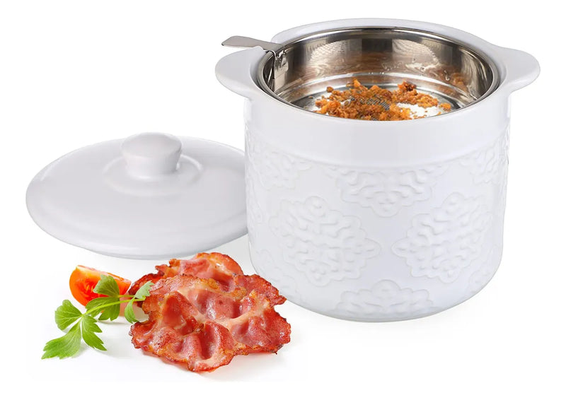 Bstkey Recipiente De Grasa De Tocino De Ceramica Con Colador