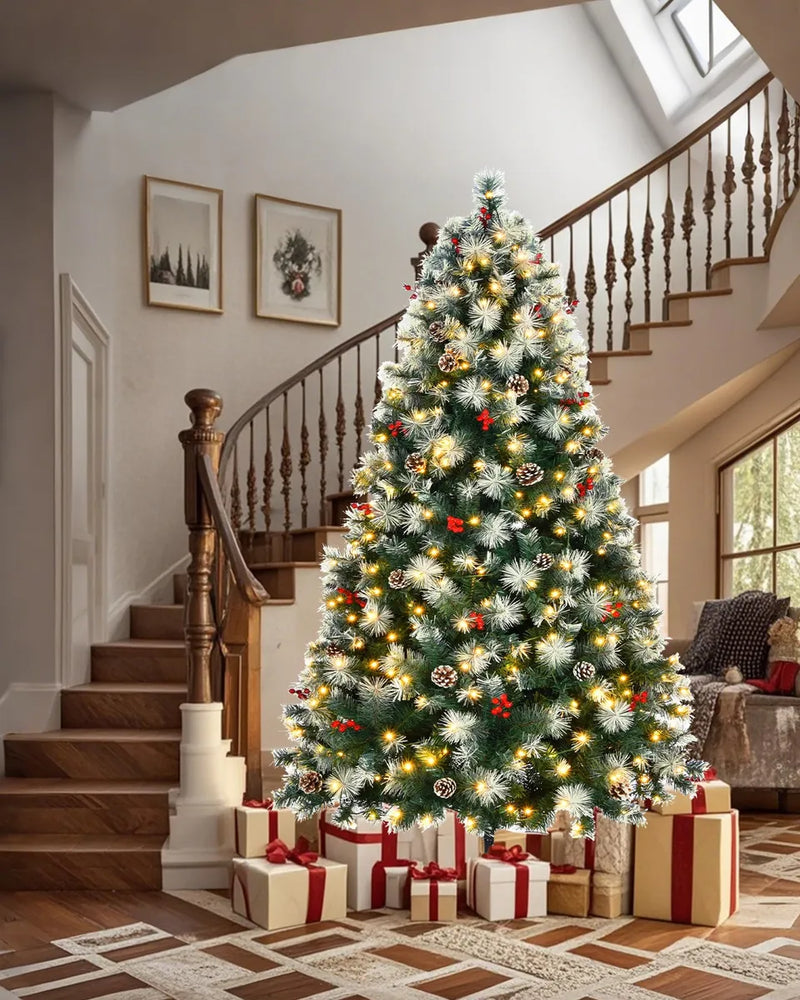 Arbol De Navidad Preiluminado De 7 Pies, Pino Artificial De