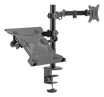 Soporte Dual Escritorio: Monitor + Portátil, Techgo Spml-12 Negro
