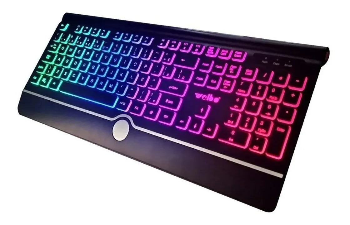 Teclado Weibo QWERTY color negro con luz RGB