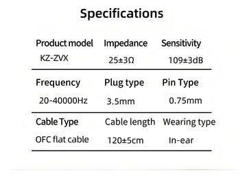 Auriculares HiFi Kz Zvx con micrófono, color negro, color claro, negro