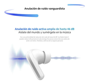 Xiaomi Redmi Buds 5, Auriculares Táctil Anc Manos Libres, Wh Blanco