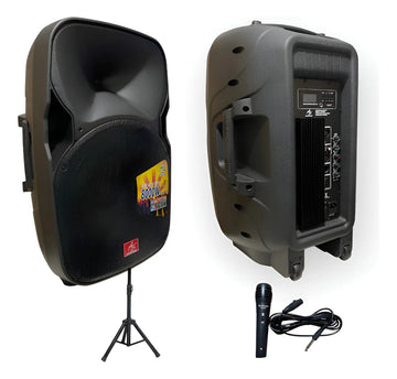 Parlante Activo American Sound 15 + Base Y Mic 8000w Negro