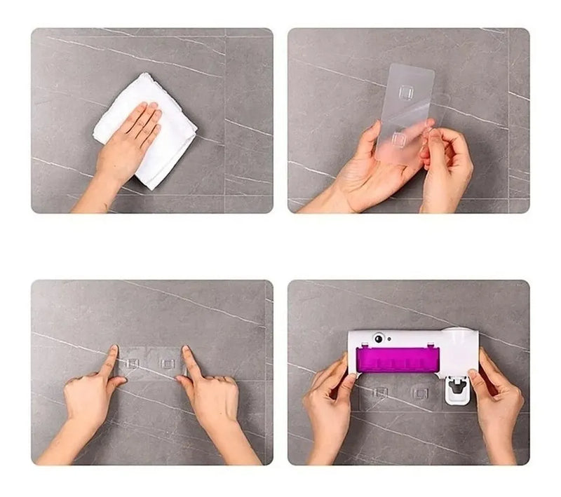 Soporte Esterilizador Cepillos Uv+dispensador Crema Recargab