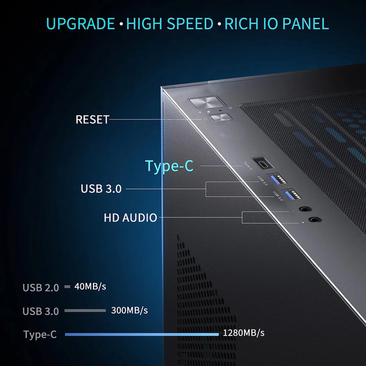 Caja De Computadora Atx Con 6 Ventiladores Argb Y Vidrio Tem
