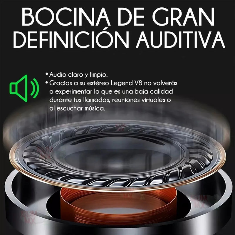 Audífono V8 Inalámbrico Negocios Conductor Larga Duración Negro