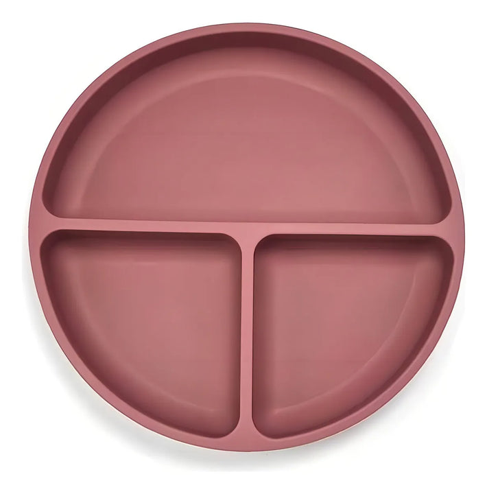 Kit Alimentación Bebe Niño Vajilla En Silicona Plato Babero Color Rosa Liso