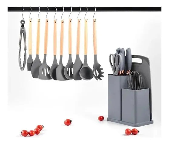 Set De Utensilios De Cocina Silicona Cuchillos Y Tabla 19pcs Aleatorio