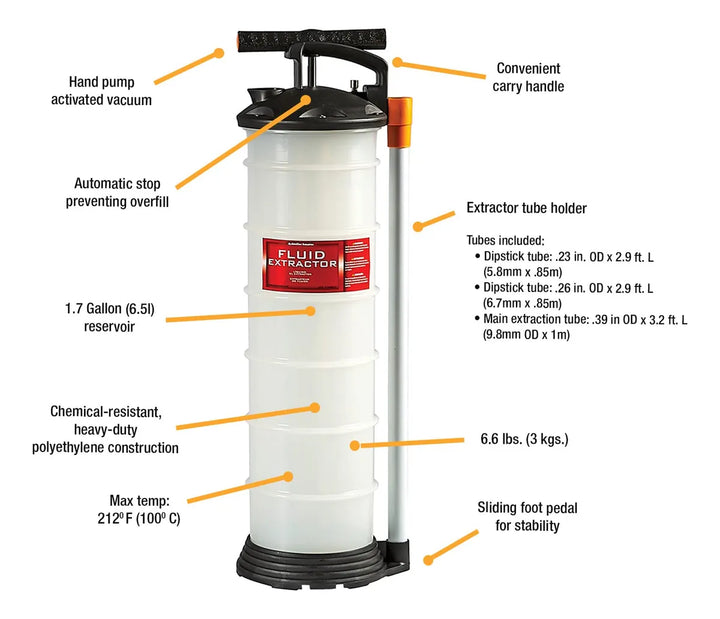 Evacuador Manual Para 1.7 Galones Con Bomba Y Tubos