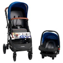 Coche + Moises + Silla De Carro + Portabebés Azul Negro