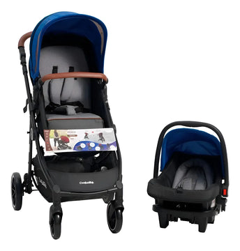 Coche + Moises + Silla De Carro + Portabebés Azul Negro