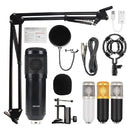 Kit Micrófono Condensador + Tarjeta Sonido Bluetooth V8 Negro