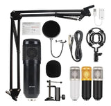 Kit Micrófono Condensador + Tarjeta Sonido Bluetooth V8 Negro