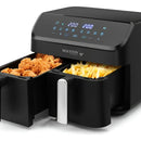 Freidora De Aire Doble Canasta 9lt Digital Holstein Airfryer Negra Plaeada