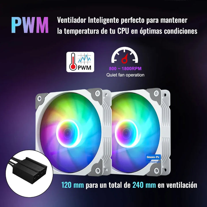 Enfriamiento Liquido Pc 240 Mm Argb Lga 1700 Am5 1200 Blanco