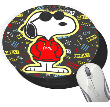 Pad Mouse Snoopy Peanuts Perro Caricatura Negro