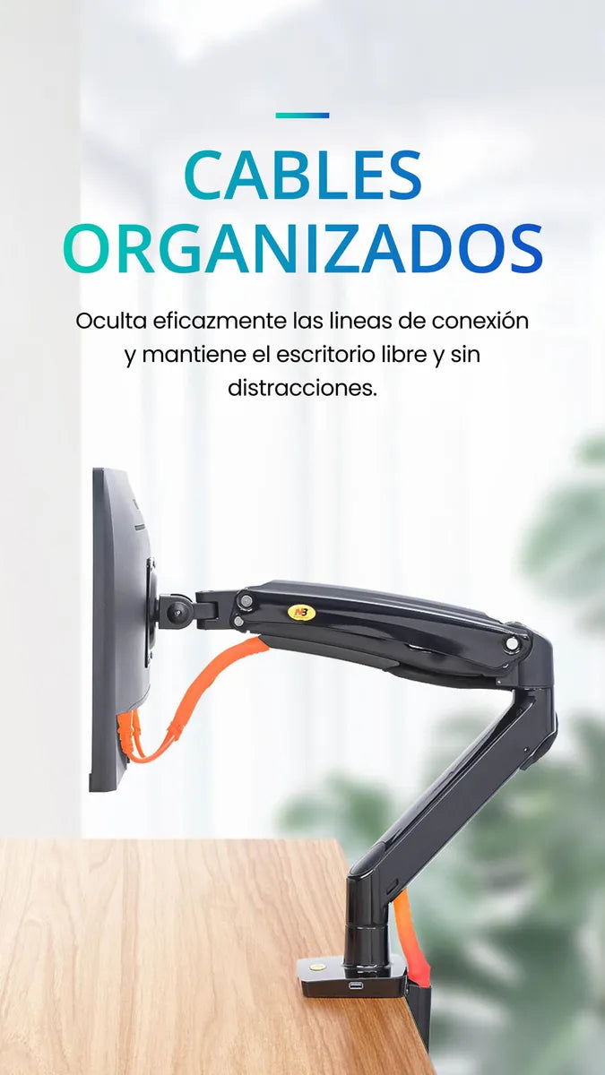Soporte Ergonomico Monitor Grandes Pantallas Conector Usb Carbón Mate