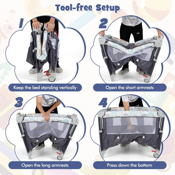 Moisés Cama 5 En 1 Con Cambiador Y Juego Para Bebés