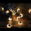 Guirnalda 10 Led Halloween Ojos Blanco Extension 2mt Pilas
