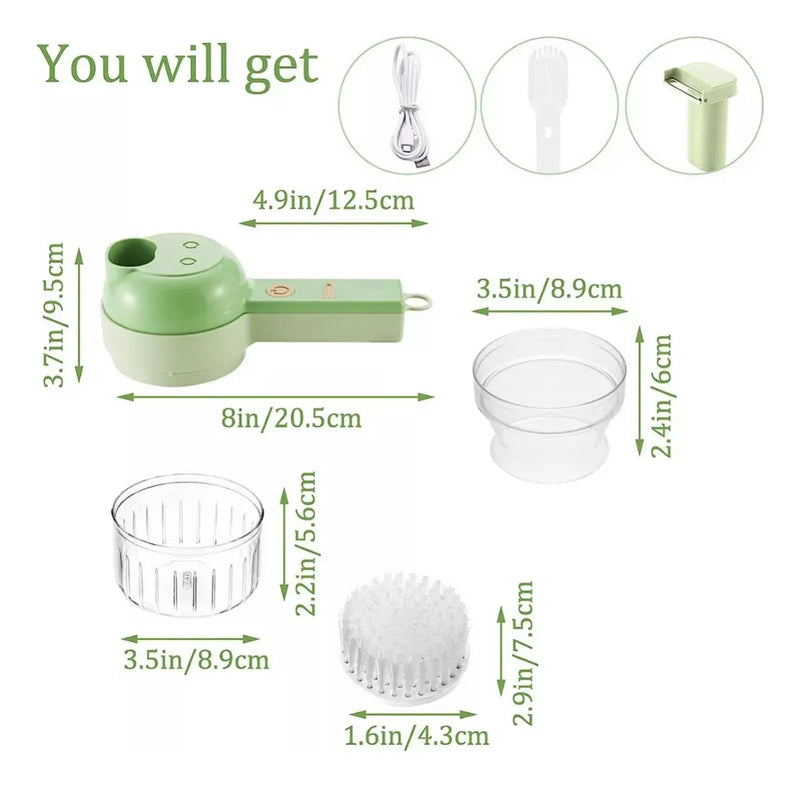 Cortador De Verduras Picatodo Multifuncional 4en1 Recargable