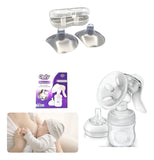 Extractor De Leche Manual + Pezoneras Par Con Cajita