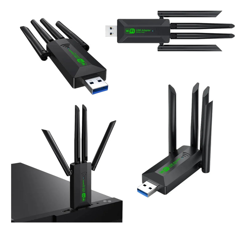 Adaptador Wifi Usb 5g Dual Band 1200 Mbps Receptor 4 Antenas