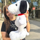 Peluche Perro Snoopy Grande 55cm + Moño + 3 Globos Blanco
