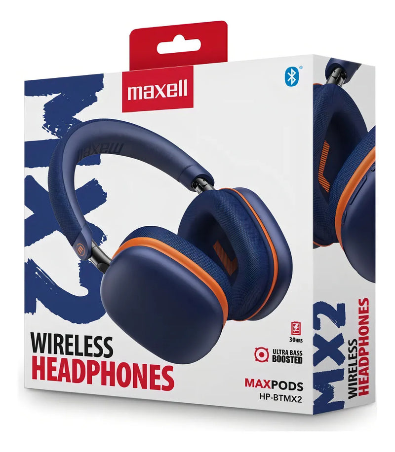 Diadema Maxell Hp-btmx2 Bluetooth Inalámbricos Color Azul