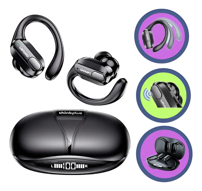 Auriculares inalámbricos Bluetooth Lenovo Xt80, color negro