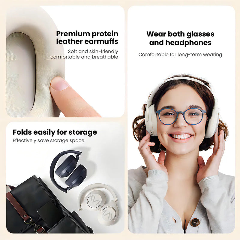 Haylou S30 Pro Anc Audífonos Diadema Gamer Inalámbricos/con Micrófono, Bluetooth 5.4, Llamadas Manos Libres, Cancelación De Ruido Adaptativa De - 43db, Controlador 40mm, 80h Reproducción, Blanco