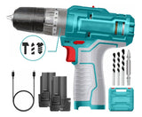 Taladro Percutor Inalambrico 12v 1500 Rpm Bateria Maletin Color Turquesa Frecuencia 50 60hz Total Tools Tidli12202 220v