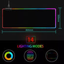 Pad Mouse Gamer Rgb Xxl Luminoso Led 80*30 Cm Antideslizante Negro