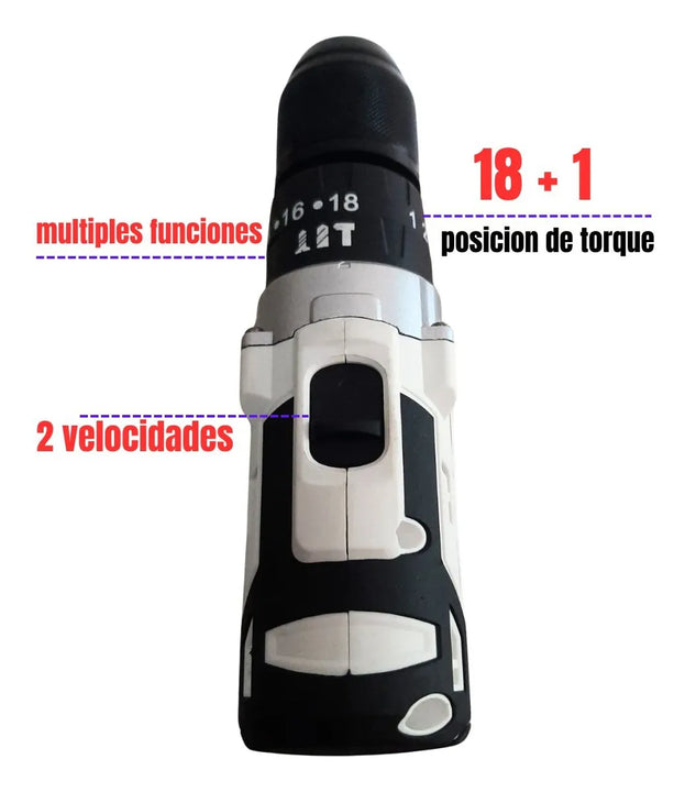 Taladro Percutor Inalámbrico Mpt 1/2 Con Maletín 20v - Blanco