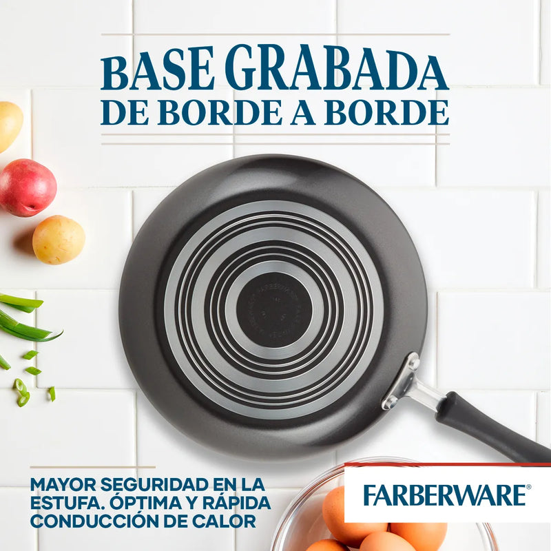Set X 3pzs. Sartenes 18cm + 22cm Y Plancha 28cm. Farberware Negro