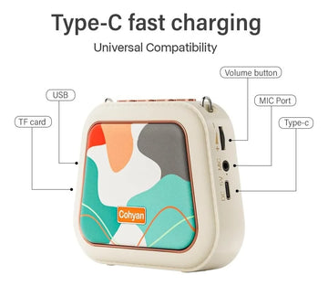 Amplificador De Voz Portátil Recargable Con Micrófono Profes Beige