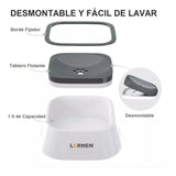 Plato Bebedero Antiderrame De Agua Mascotas Perros Gatos 1 L Blanco