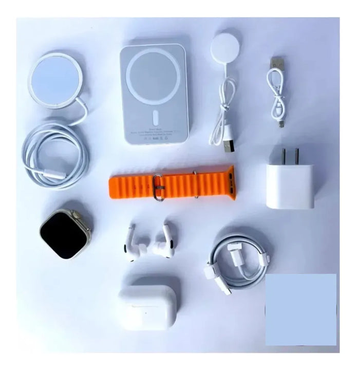 Combo Reloj Smartwatch X8 Ultra + Audífonos Naranja Negro Blanco Mesh Naranja - Negra Según Disponibilidad