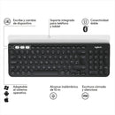 Teclado bluetooth Logitech QWERTY español latinoamérica color negro y blanco