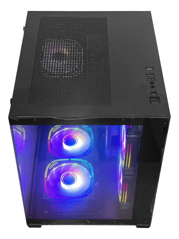 Gabinete Chasis Para Pc Gamer Pecera Argb Negro + 5 Cooler