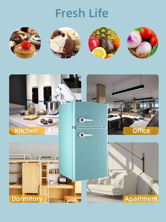 Refrigerador Compacto 3.5 Pies Cúbicos Mini Retro Doble Puer