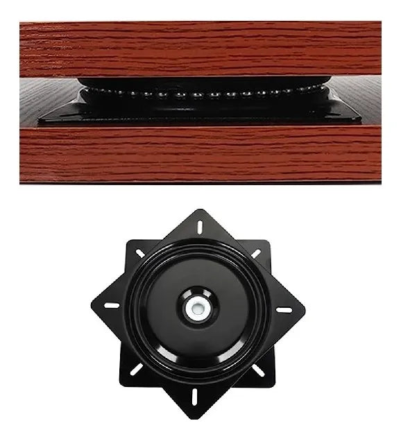Base Giratoria Silla Riel Soporte Tv 6 X 6 Negro 15x15 Cms