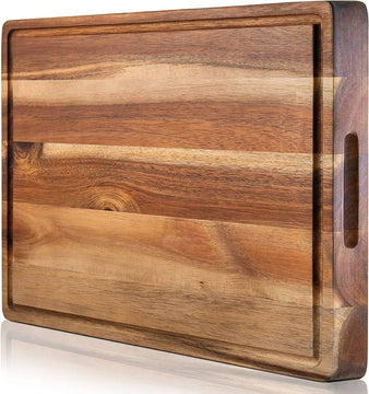 Tablas De Madera Teca Para Picar Alimentos Mediana Con Ranur Liso Marrón