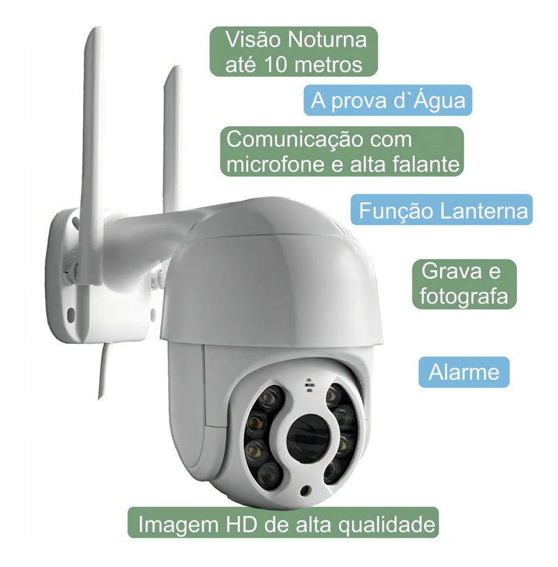 Cámara de seguridad WiFi para exteriores, 2 megapíxeles, sonido, visión nocturna, color blanco
