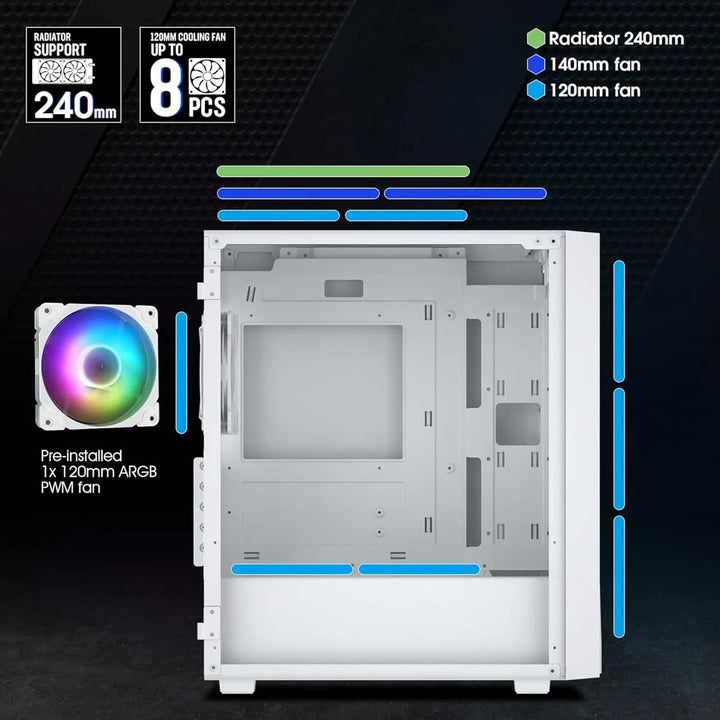 Caja Pc Vetroo M05 Micro Atx, Vidrio Templado Y Rgb 120mm