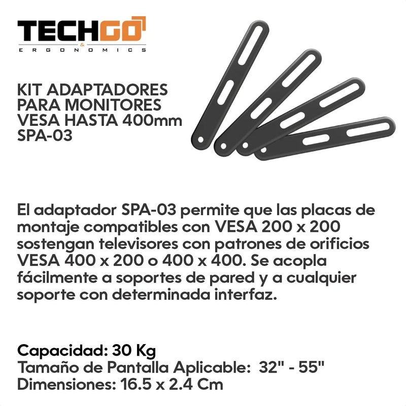 Kit 4 Adaptadores Extensión Vesa Soportes Tv, Techgo Spa-03 Negro