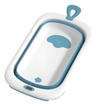 Tina Bañera Bebe Plegable Portatil Termometro Antideslizante Blanco Lisa