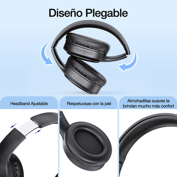 Audífonos Inalámbricos Bluetooth 1000mah Luz Rgb 1hora Negro
